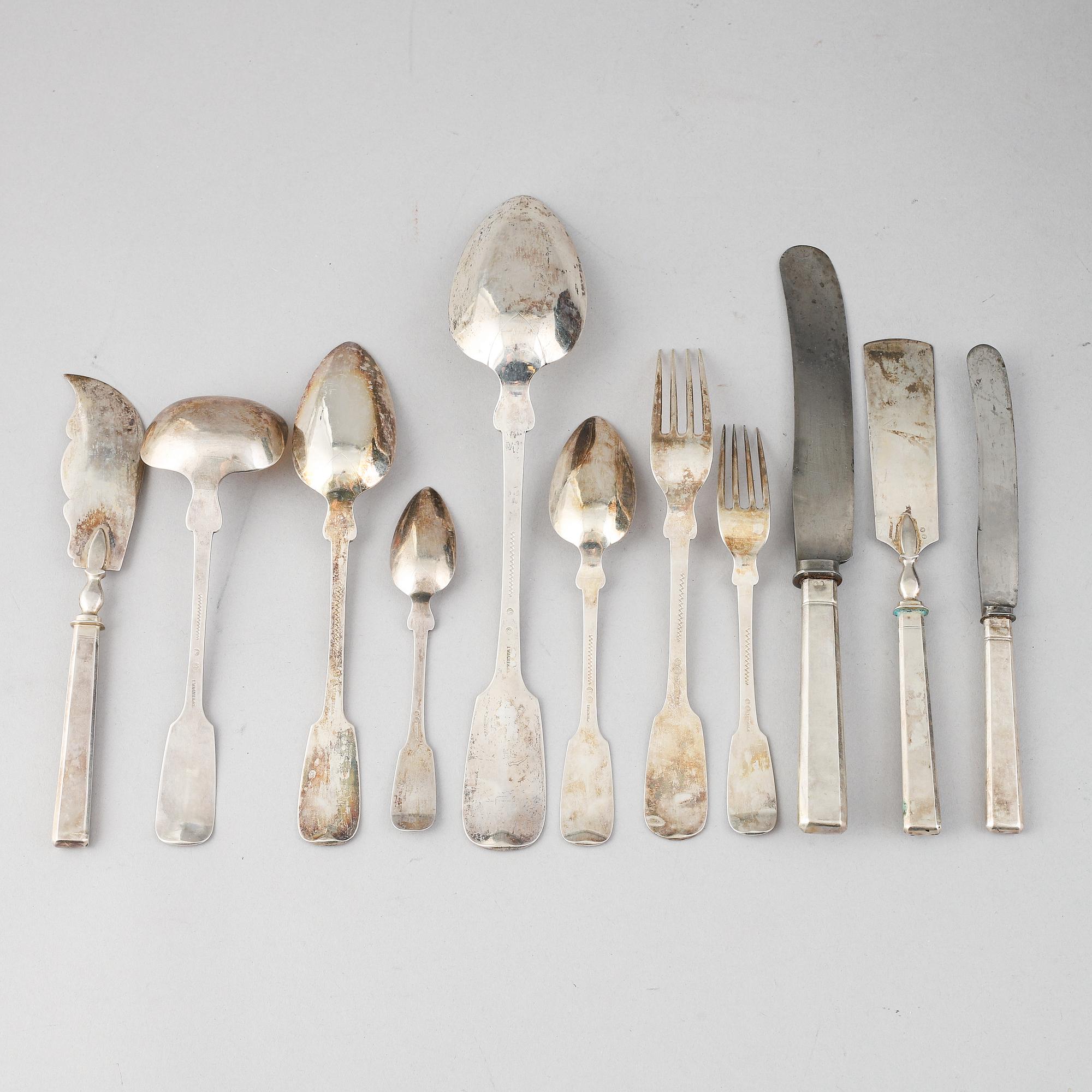 A German 88 piece silver cutlery-set, marked I. Wagner & S., Berlin late 19th century.
