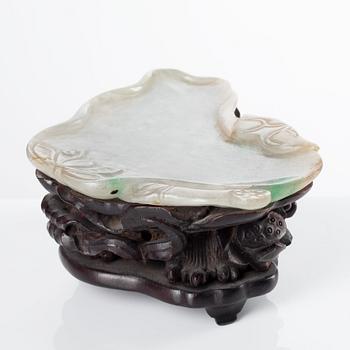 A Chinese nephrite brush washer, Qing dynasty, 19th Century.