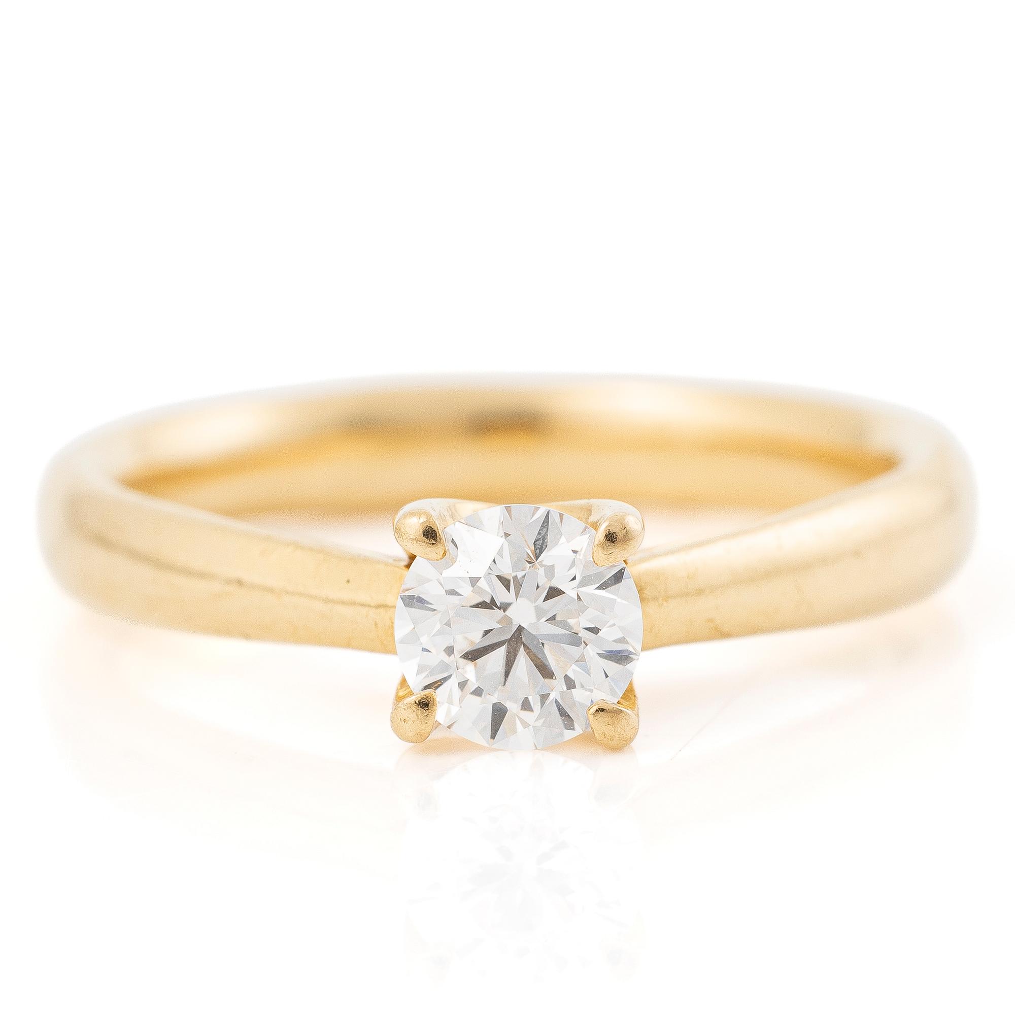 Ring, 18K gold with a brilliant-cut diamond.