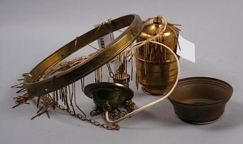 TAKFOTOGENLAMPA, mässing, jugend, 1900-talets början. H 130.