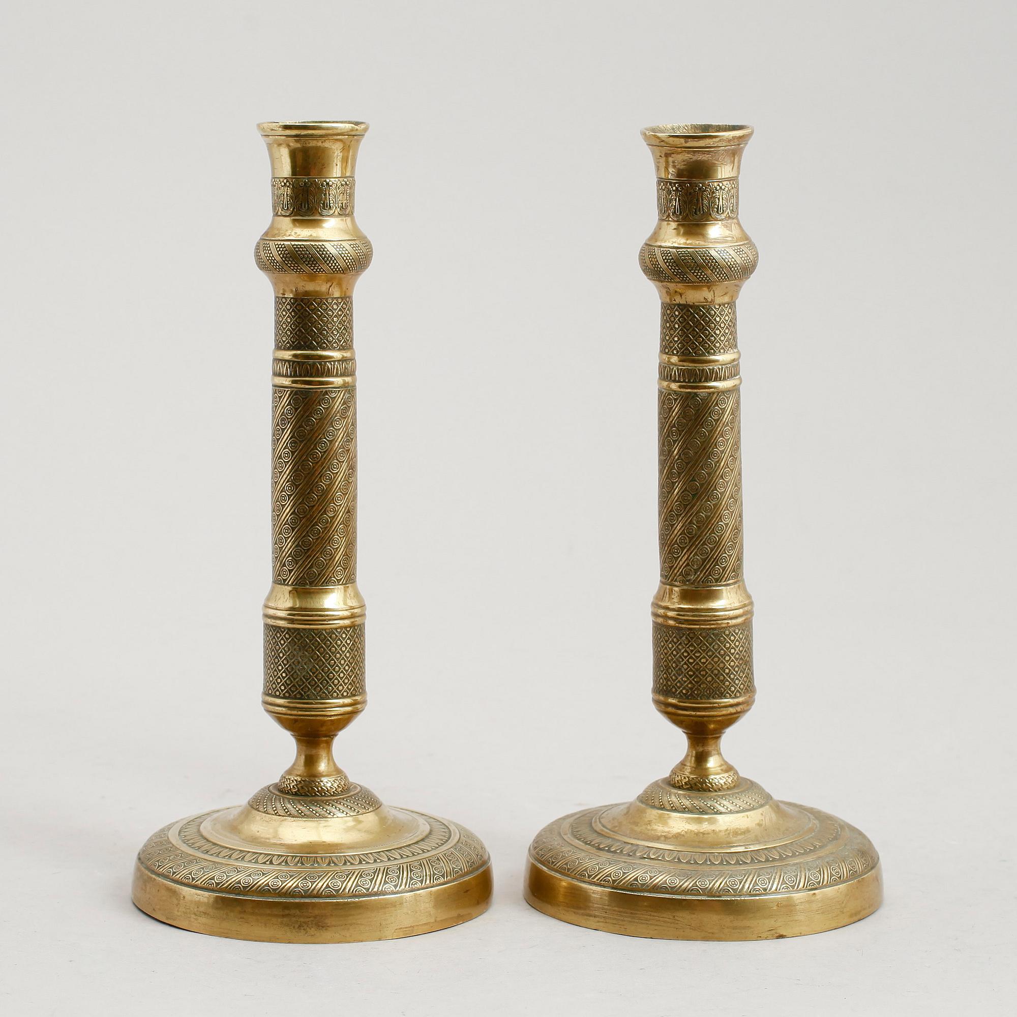 LJUSSTAKAR, 1 par, senempire, 1800-talets första hälft.