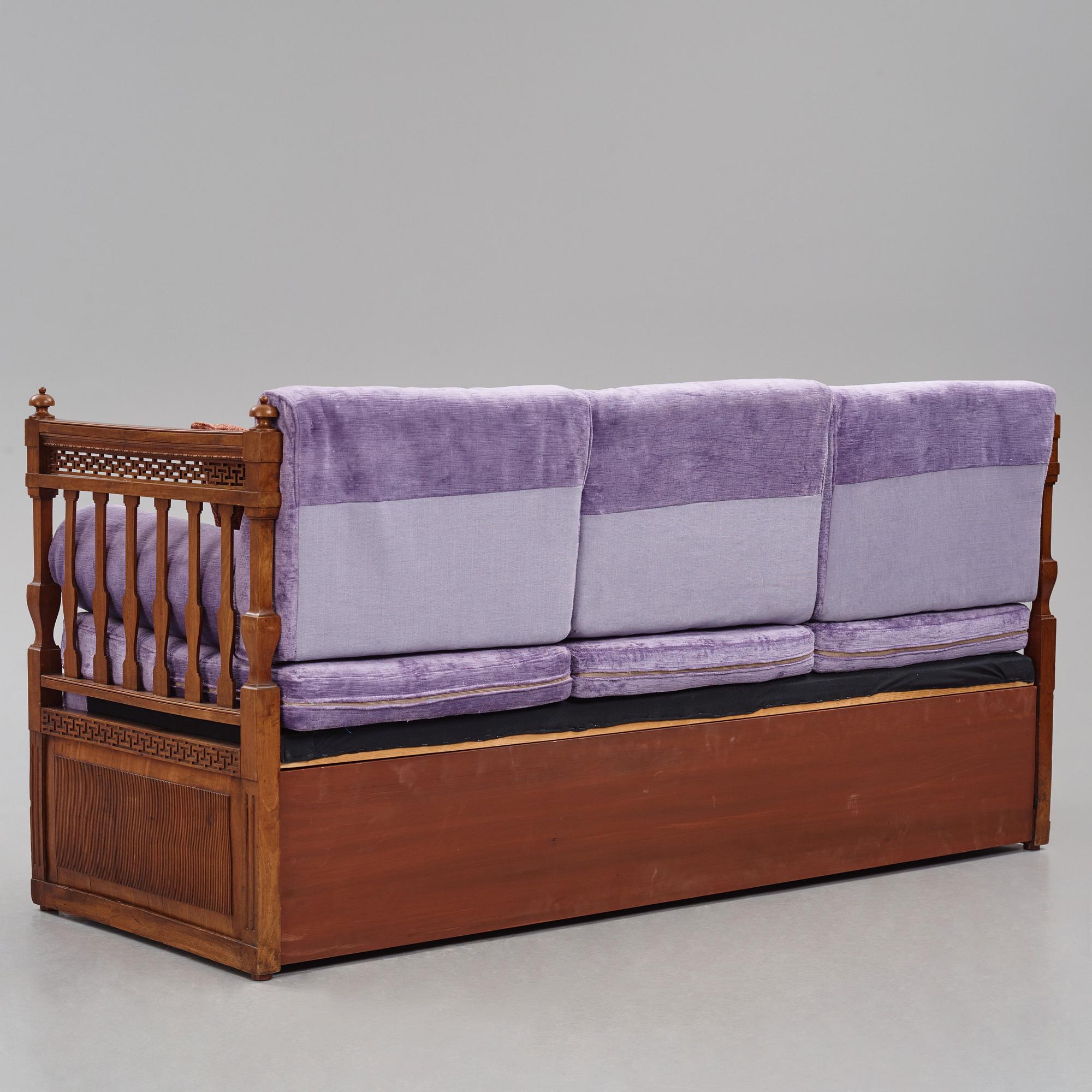 A late Gustavian mahogany sofa, Stockholm, late 18th century.