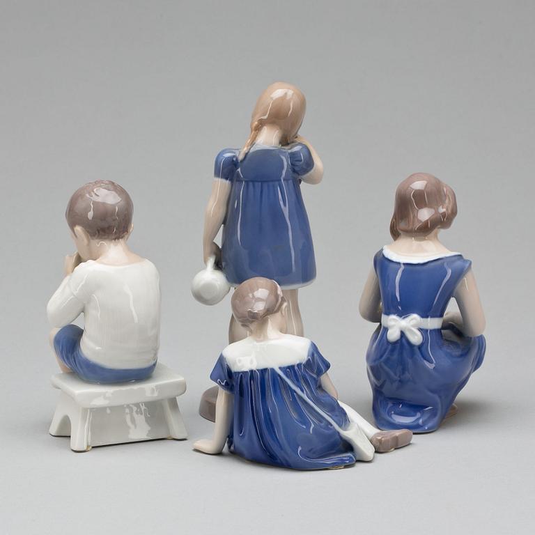 FIGURINER, 4 st, porslin, Bing & Gröndahl.