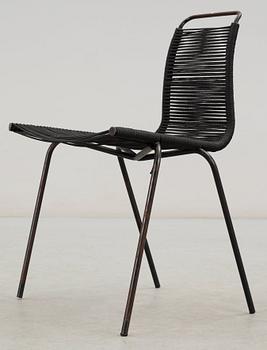 A Poul Kjaerholm 'PK-2' chair, probably for E Kold Christensen, Denmark, halyard seat with black enameled metal frame.