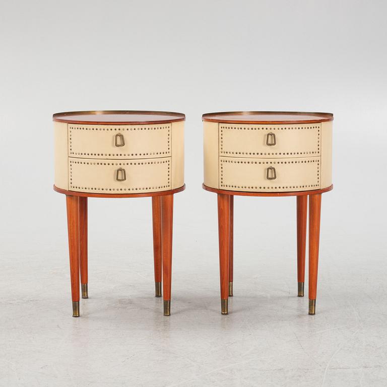 A pair of bedside tables, Halvdan Petterssons Möbelfabrik, Tibro, Sweden, mid 20th century.