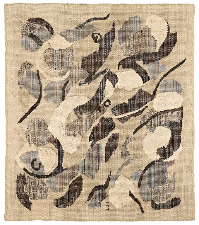 Barbro Sprinchorn, A TEXTILE, "Tema i grå skala", a tapestry variant, ca 78 x 68,5 cm, signed S.
