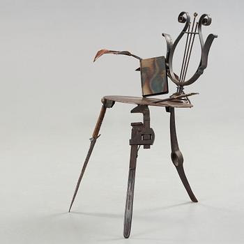 A Mark Brazier Jones 'Lyre' metal chair, England 1990.