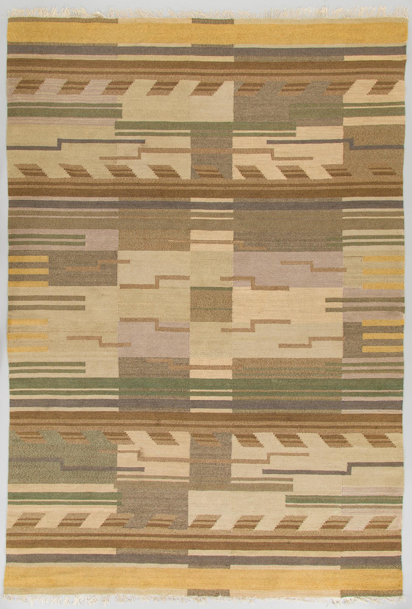 Greta Skogster-Lehtinen, possibly, A finnish flat weave carpet. Circa 270 x 170 cm.