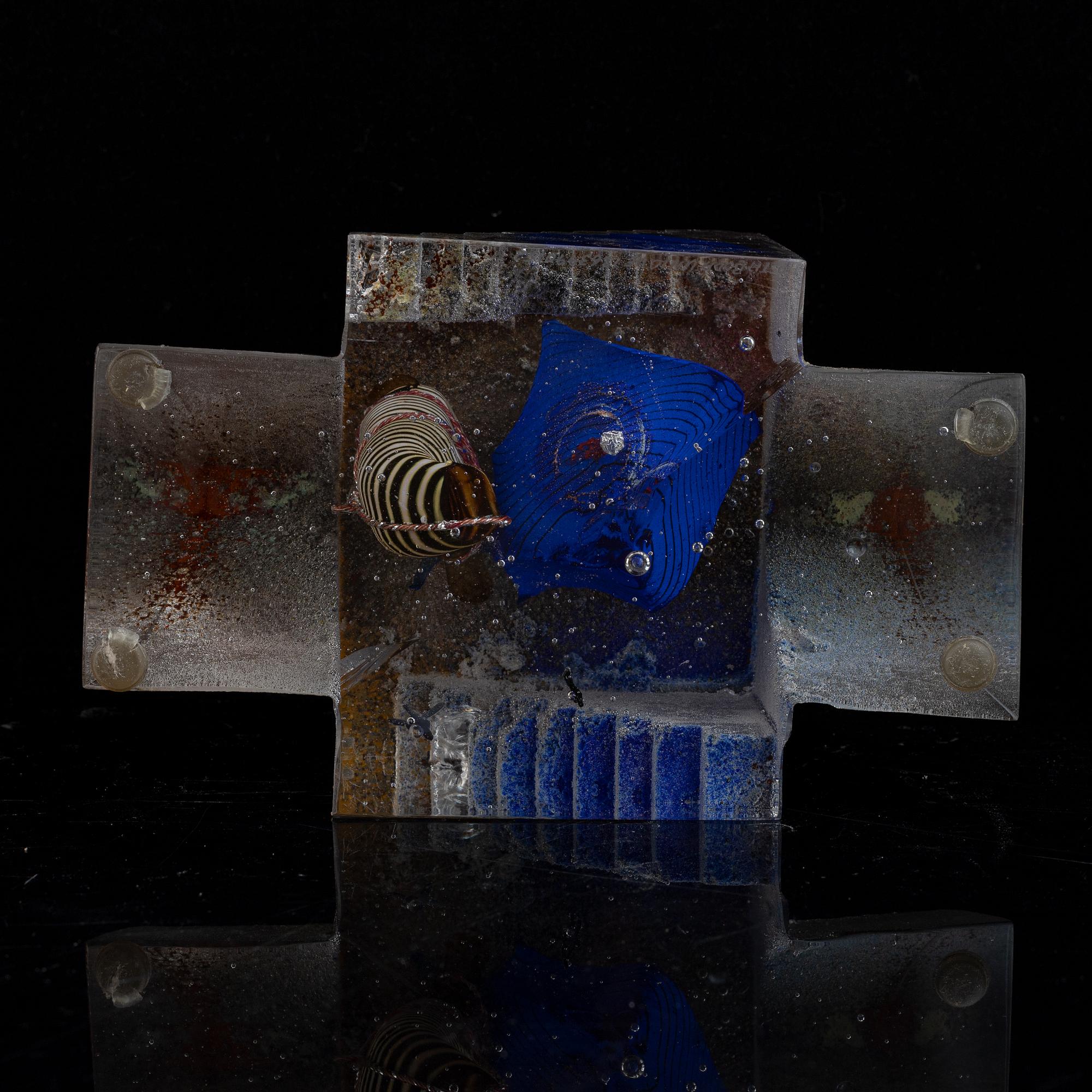 A glass sculpture by Bertil Vallien, for Kosta Boda.