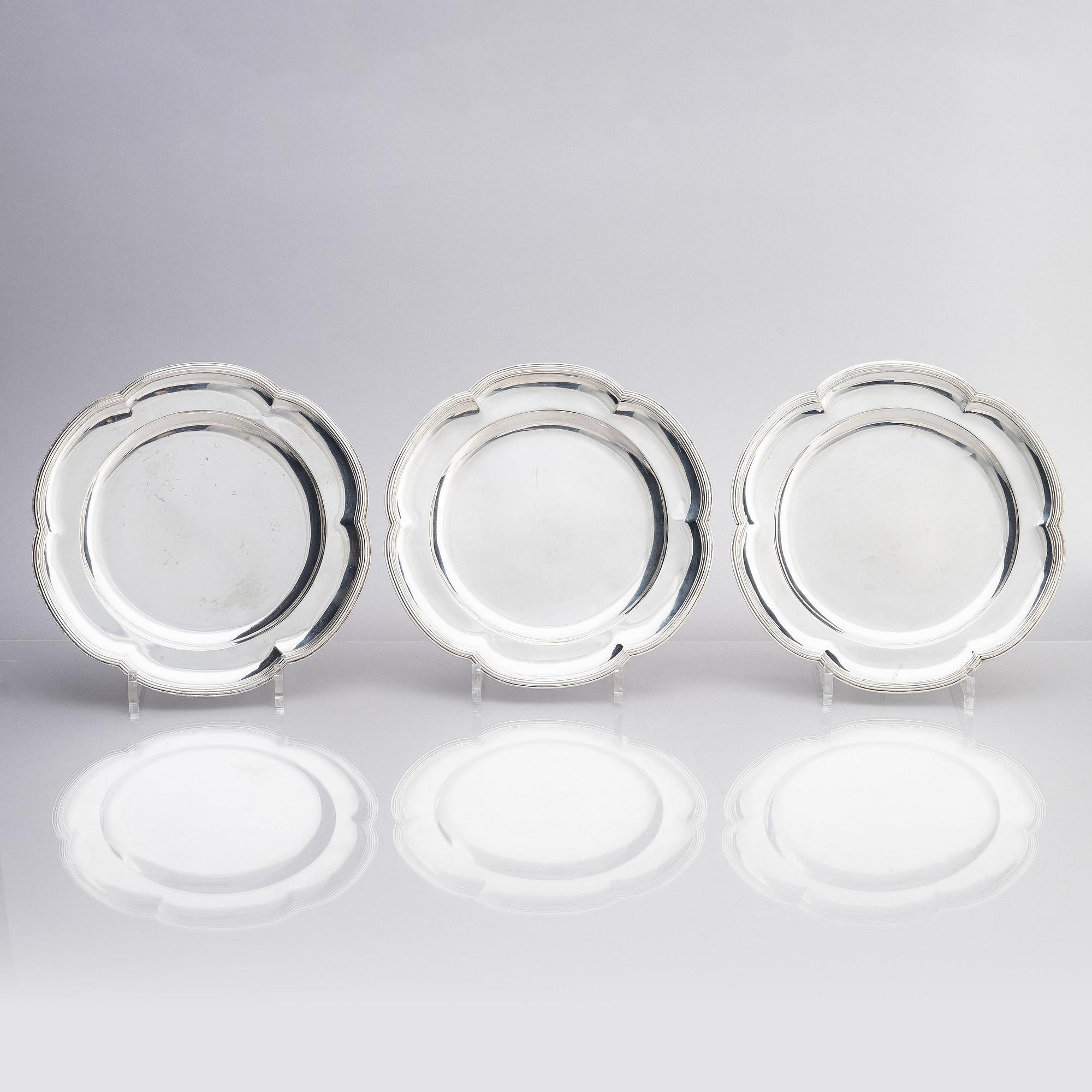 Six Swedish silver plates, marks of Arvid Floberg 1788.