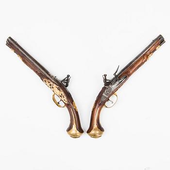 A pair of mid 18th Century German-Austrian flintlock pistols.