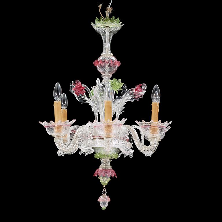 LJUSKRONA, glas, venetiansk stil, 1900-tal. Höjd ca 79 cm.