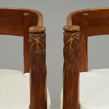 BRÖDERNA ERIKSSON (The Eriksson brothers), attributed to, a pair of stained and carved chairs, Arvika, Art Nouveau,