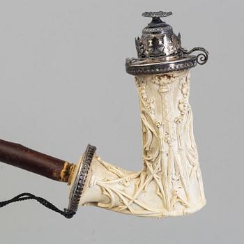 AN AUSTRIA HUNGARY PIPE, silver, dated 1835.