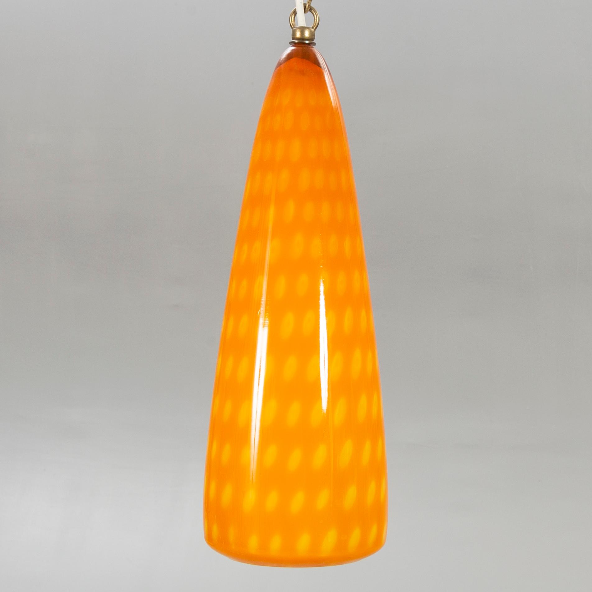 Ceiling pendant, glass, probably Murano, 1950s-60s.