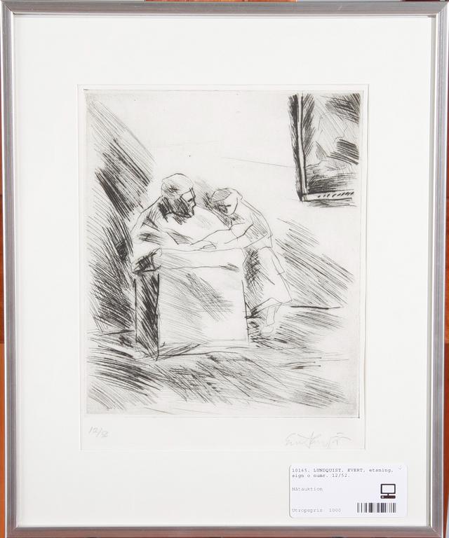 LUNDQUIST, EVERT, etsning, sign o numr. 12/52.
