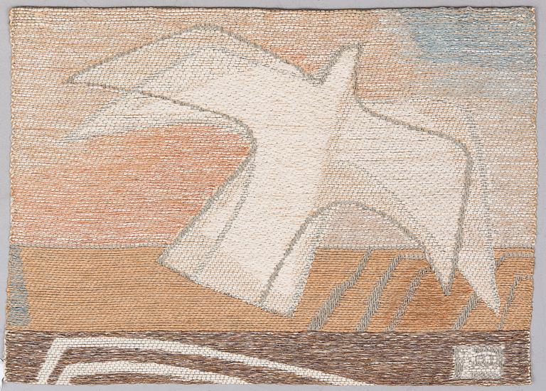 DORA JUNG, A TAPESTRY. Seagull. Signed. 1970s.