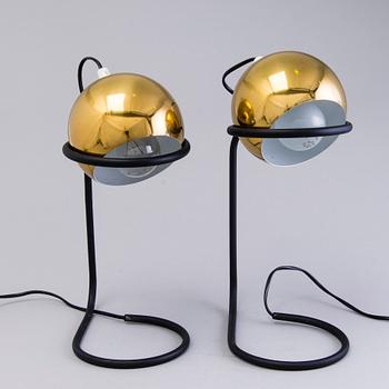 A PAIR OF TABLE LAMPS, a pair of 1970s 'Polaris' table lamps for Aris, Arisuo Oy, Finland.