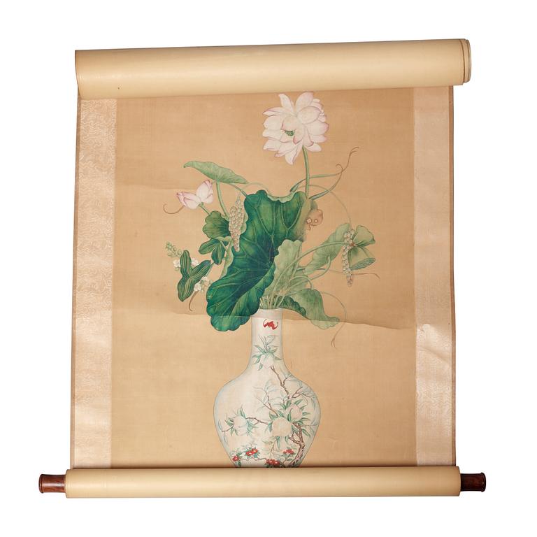 RULLMÅLNING, kopia efter Jiao Bingzhen (1689-1726), Qingdynastin, 1800-tal.