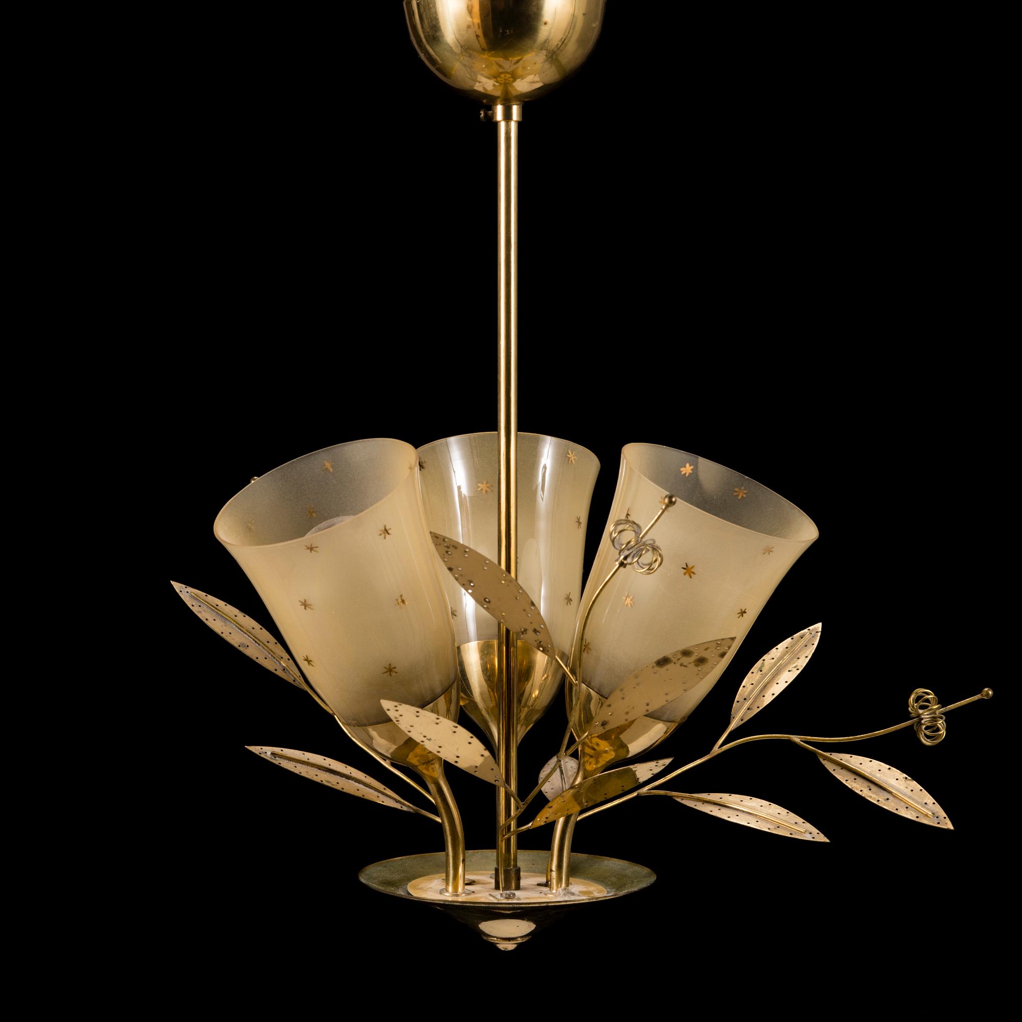 A mid-20th Century brass ceiling light, Itsu, Finland.
