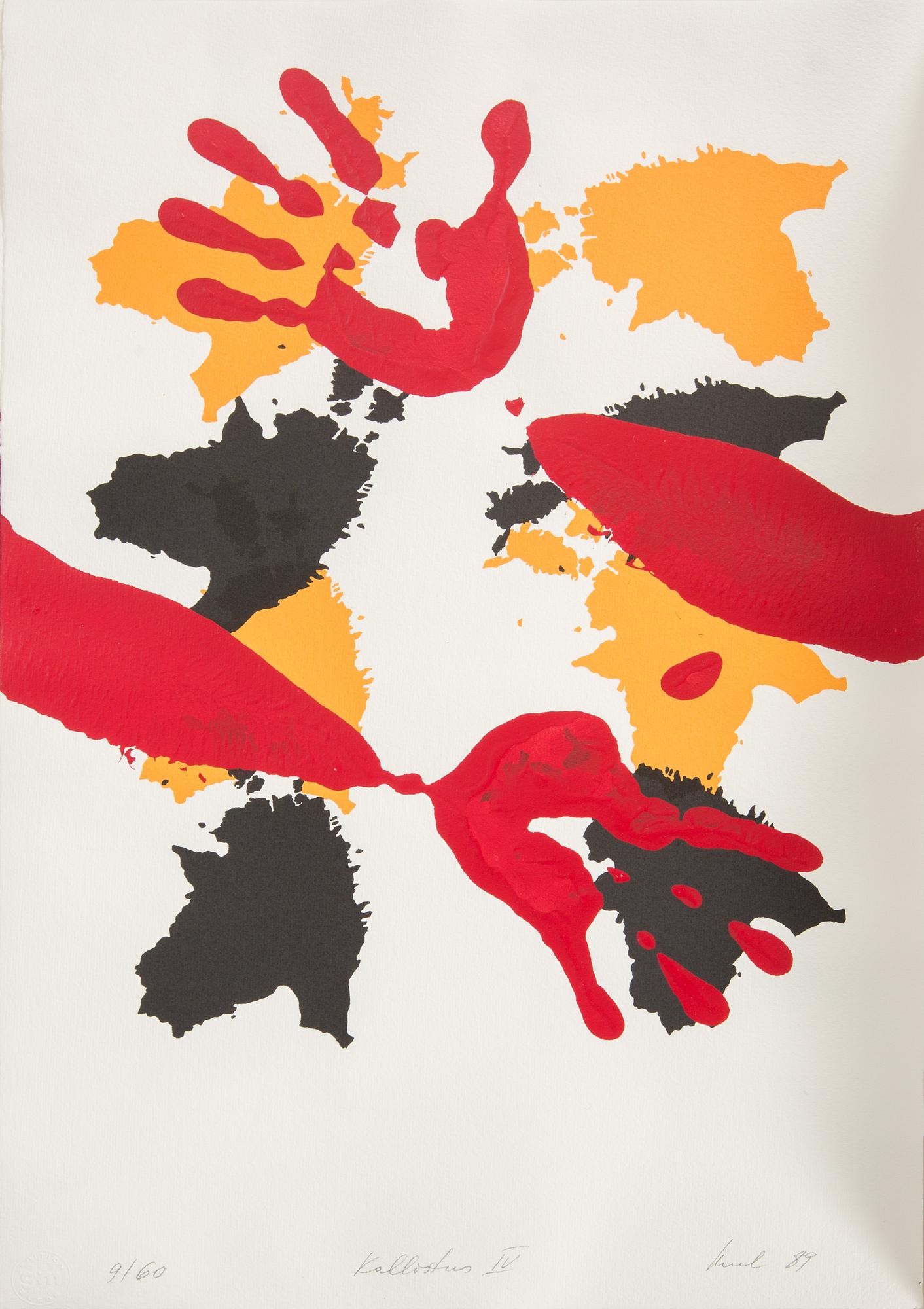 RAUL MEEL, 6 färgserigrafier med konstnärens handavtryck direkt på pappret, signerade, numrerade 9/60 och daterade- 89.