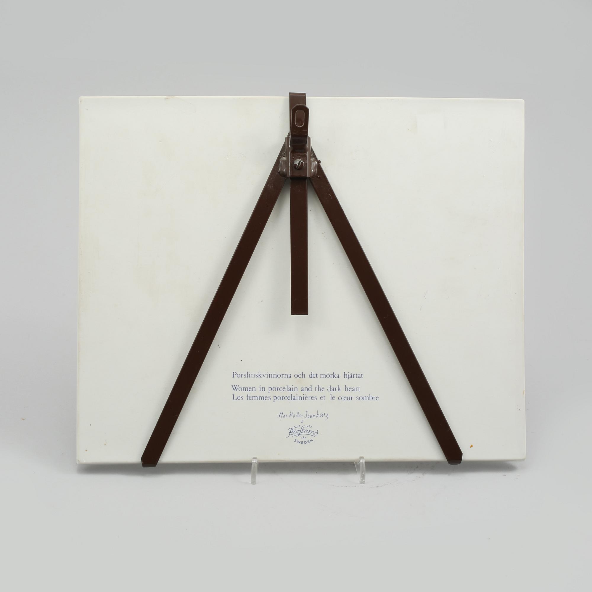 VÄGGPLAKETT, porslin, Max Walter Svanberg, Rörstrand, 1900-talets andra hälft.