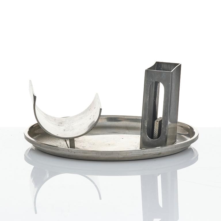 Ystad-Metall, a pair of candlesticks and a tray, 1938-42.