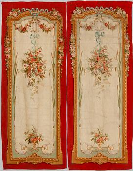 TAPESTRIES, 1 pair, tapestry weave, so called "entre-fenêtre", Aubusson second half of the 19th century.