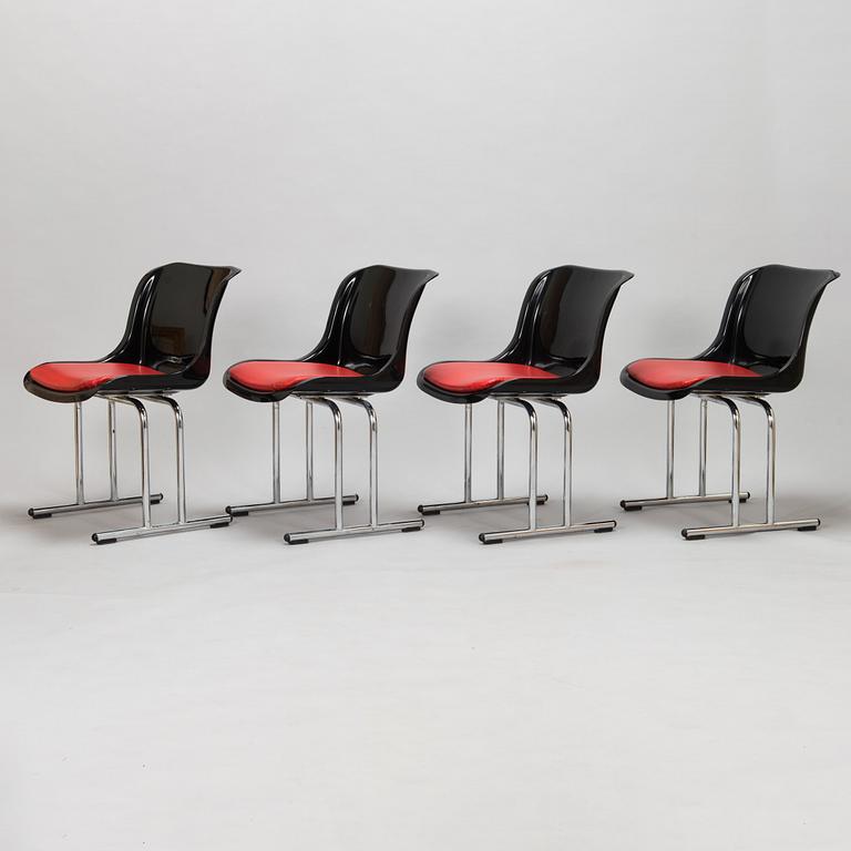 Yrjö Kukkapuro, tuoleja, 4 kpl, malli 3415, valmistaja Haimi, 1970-luku.