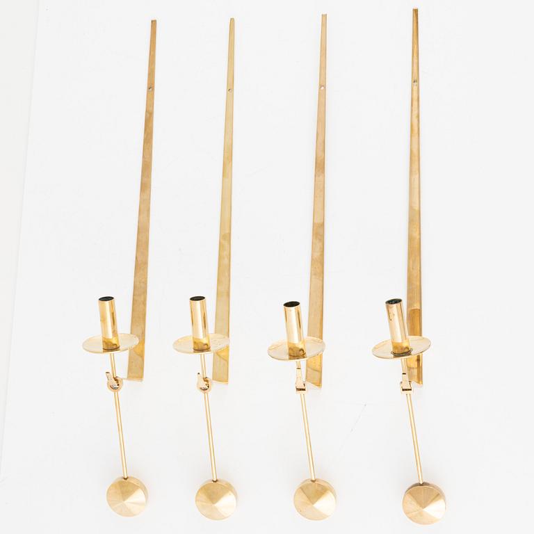 Pierre Forssell, a set of four 'Pendeln' wall lights from Skultuna, late 20th Century.