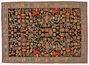 187. A BEDCOVER/A TAPESTRY, tapestry weave, ca 195,5 x 141,5 cm, Scania, Sweden, signed MLH 1927,