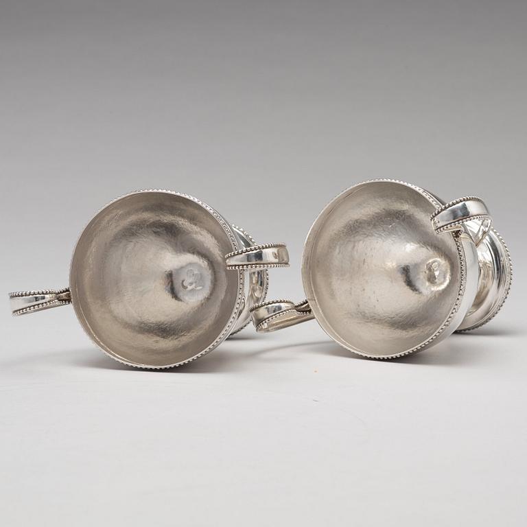 A pair of Swedish 18th century silver sugar bowls and covers, mark of  Fredrik Petersson Strö, Stockholm 1784.