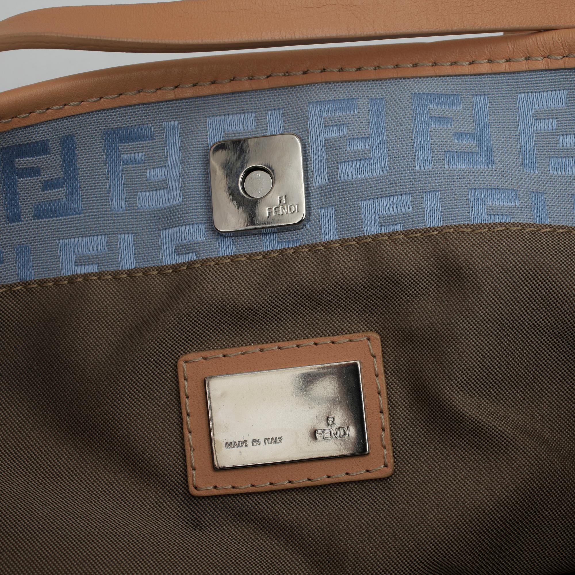 FENDI, a baby blue monogram handbag.