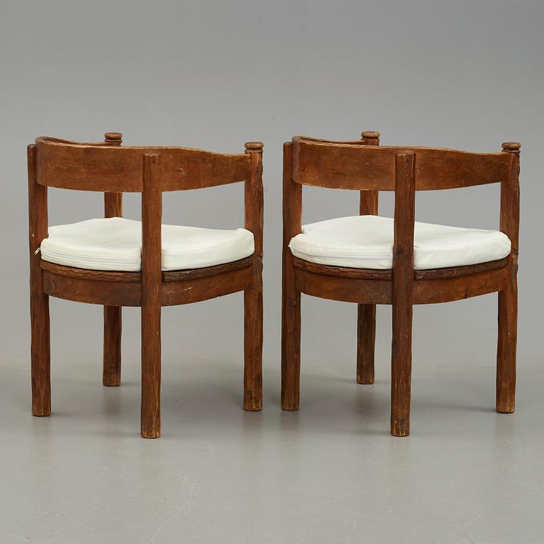 BRÖDERNA ERIKSSON (The Eriksson brothers), attributed to, a pair of stained and carved chairs, Arvika, Art Nouveau,