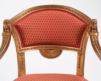 A pair of Swedish chairs in N C Salton's manner,  19th century.