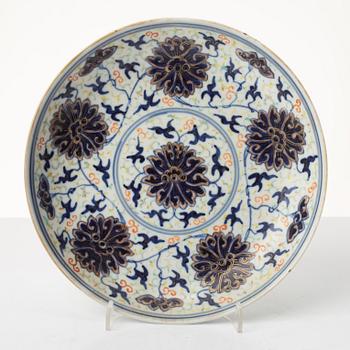 A lotus dish, Qing dynasty with Guanxu mark and of the period (1871-1908).
