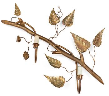 543. A Hans Bergström brass wall-lamp, Ateljé Lyktan, Sweden 1940's.