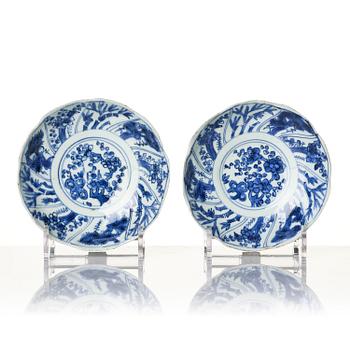 A set of 12 blue and white 'three friends of winter' dishes, Tianqi/Chongzhen, mid 17th century.
