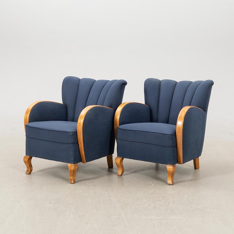 Armchairs a pair Swedish Modern 1940s.