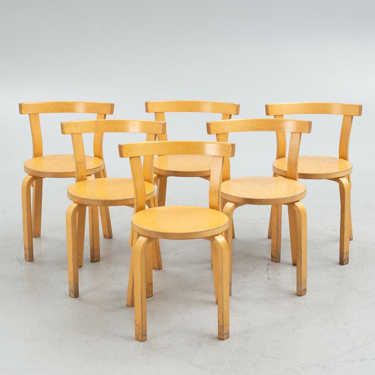 Alvar Aalto, a set of six model '69' chairs, Artek, Finland, second half of the 20th Century.