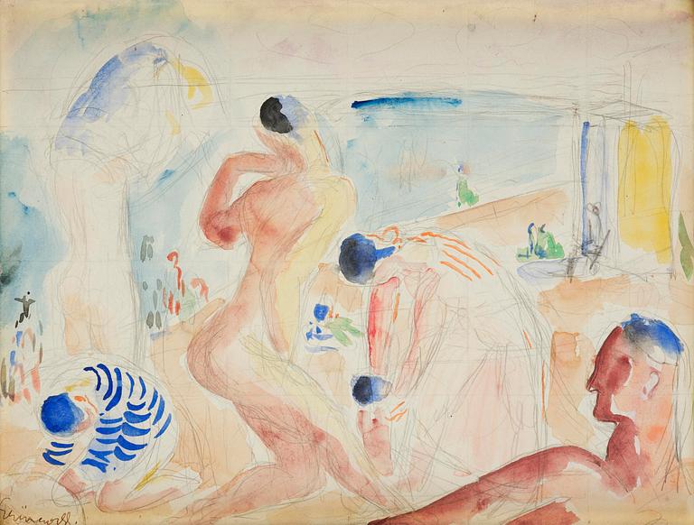 Isaac Grünewald, Beach scene.