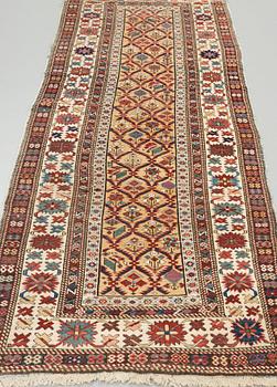 MATTO, an antique Kuba, ca 289,5 x 97 cm (as well as the ends with 1 cm light blue soumak).