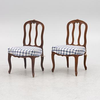 Chairs, 8 pcs (4 + 4), Louis XV and Louis XV style, 18th/19th century.