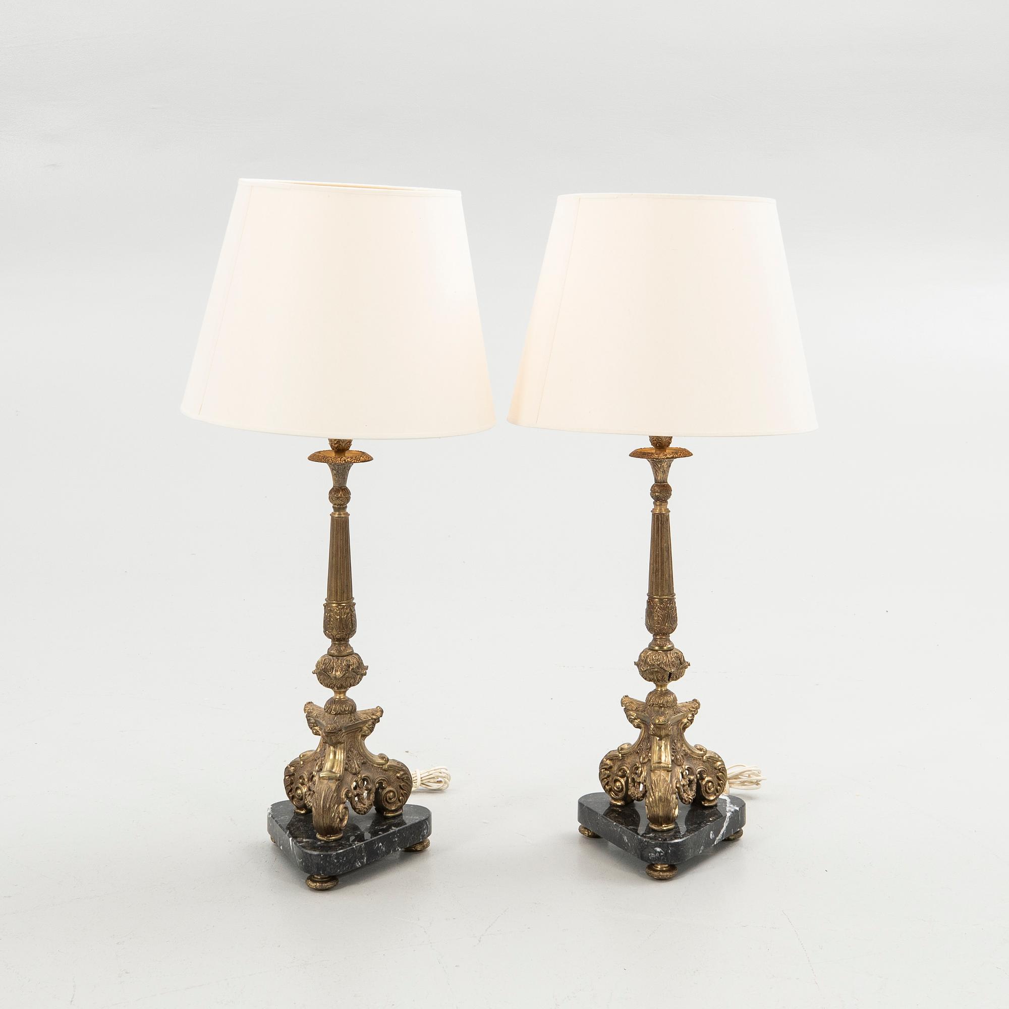 Bordslampor, ett par, Louis XV-stil, Frankrike, 1900-tal.