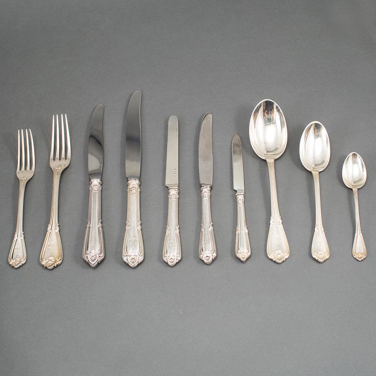 A Swedish 19th century silver 139 piece table cutlery, Gustaf Mollenborg, Stockholm 1873.