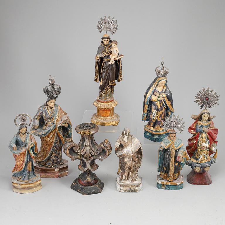 7 wooden figures, 18/19th Century.