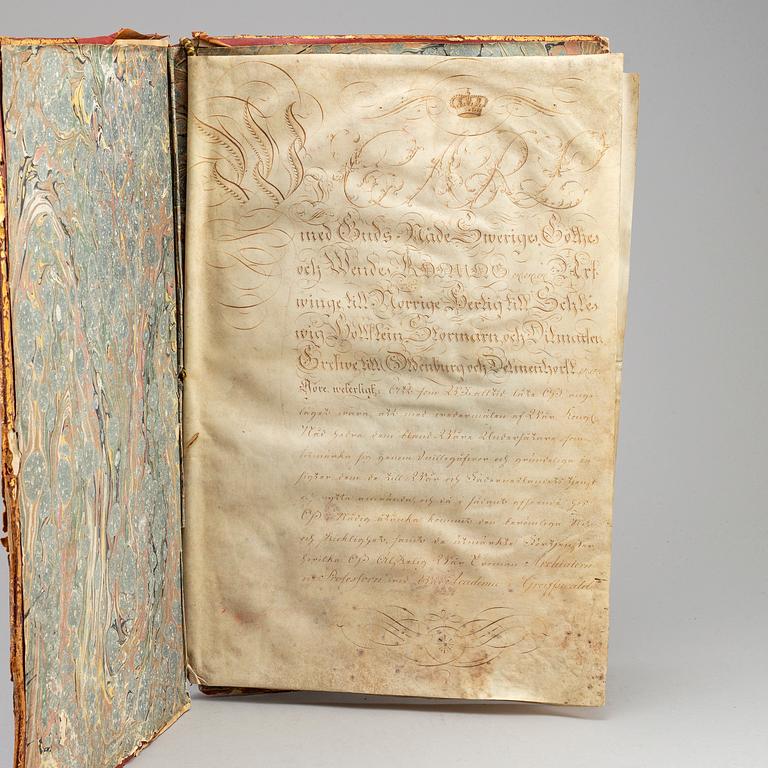 SKÖLDEBREV,  för adliga ätten von Haselberg (ointr).