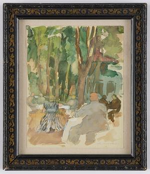 Lotte Laserstein, Café scene under the trees.