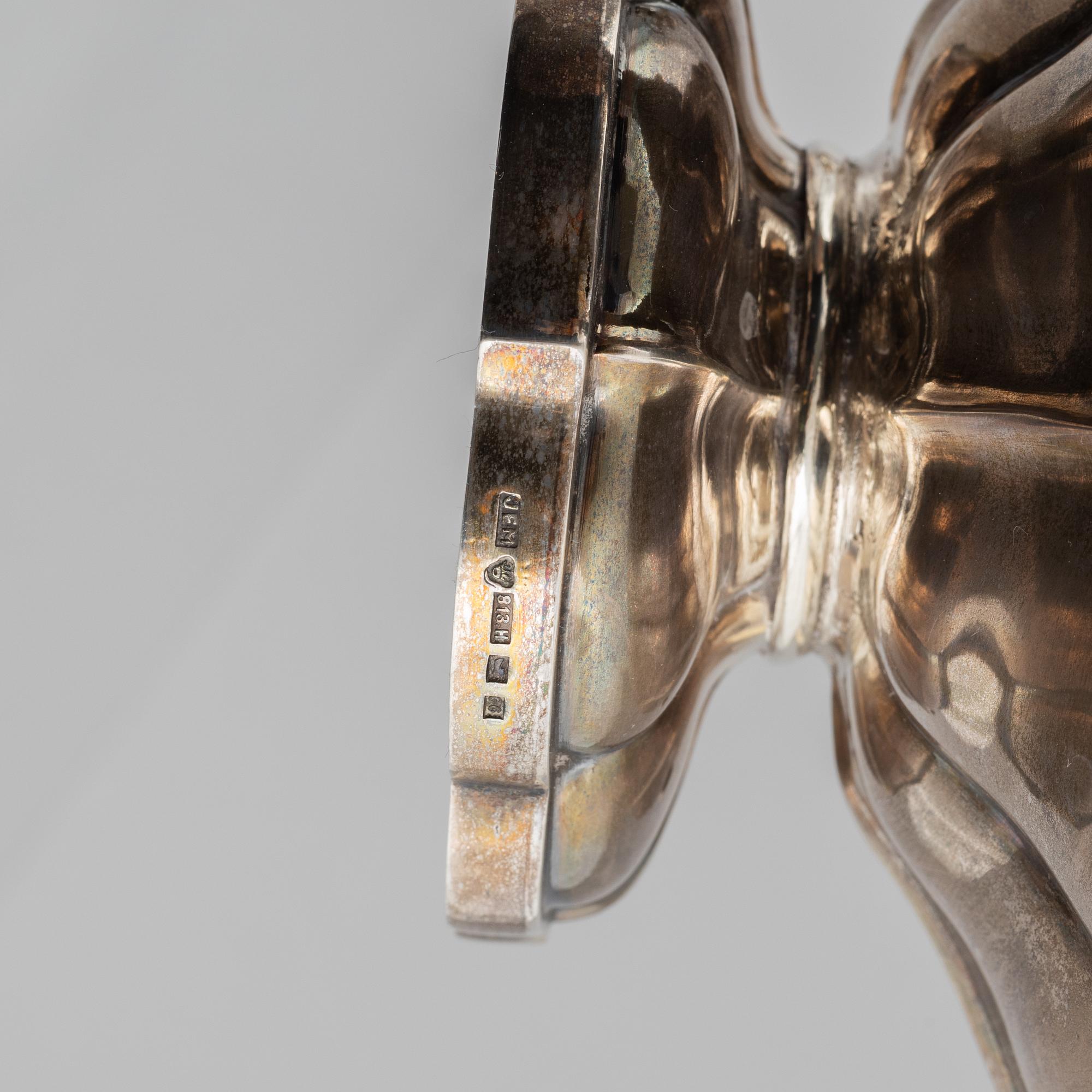 A silver coffee pot and a sugarbowl, marks of J. Mynttinen, Helsinki, Finland 1932.