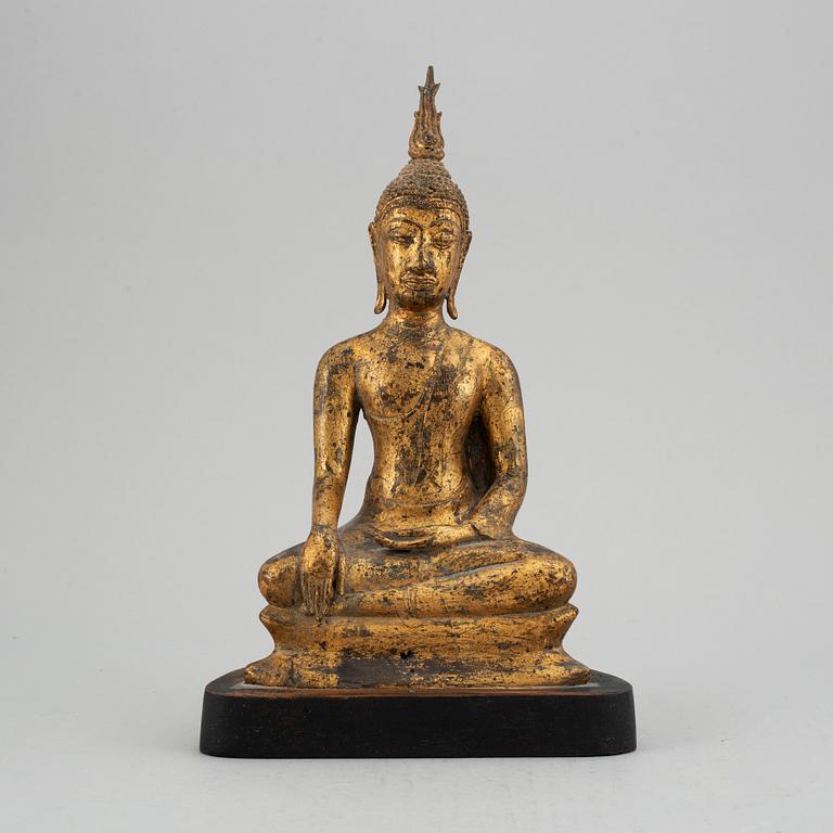 A seated bronze figure of buddha, Thailand, Bangkok, 20th Century.